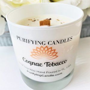 Cognac Tobacco Natural Soy wax Candle wood wick